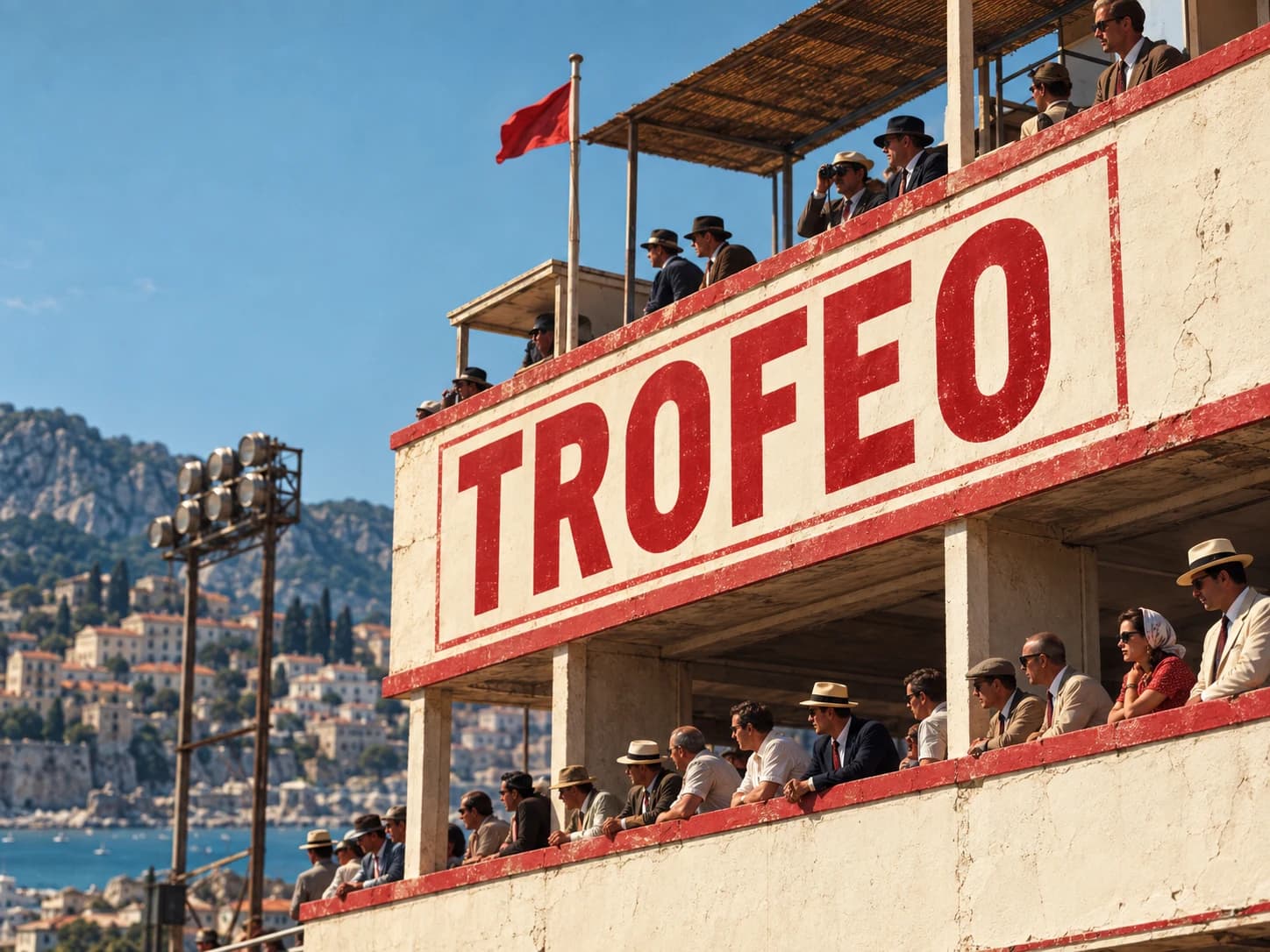 Vintage Trofeo grandstand and race spectators